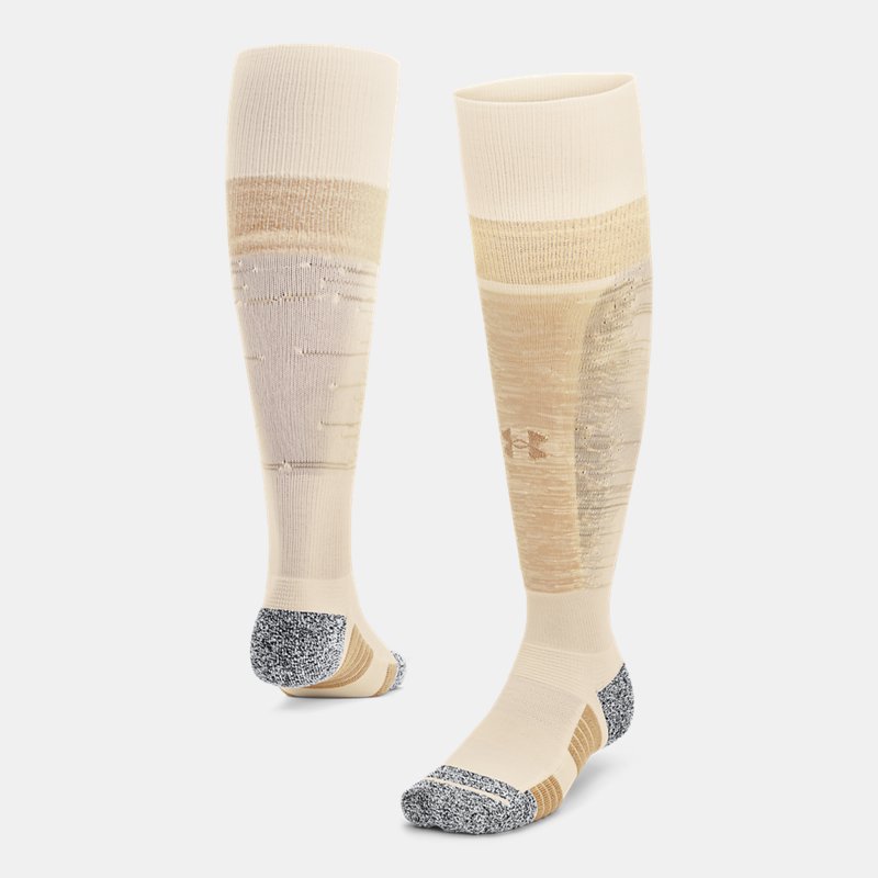 Unisex sokken Under Armour Magnetico Pocket Over-The-Calf Ivory Dune / BruinSteen / Metalen Goud S
